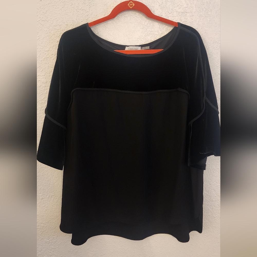 Calvin Klein Elegant Black Velvet Women's Top